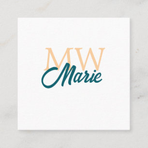 simple minimal add name monogram orange blue bold square business card