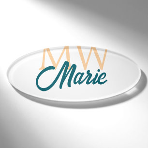 simple minimal add name monogram orange blue bold tag