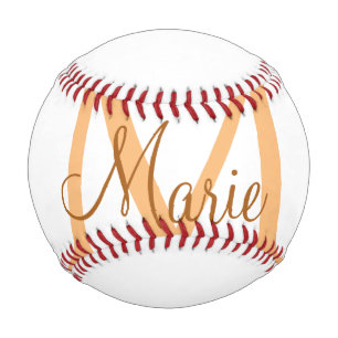 simple minimal add name monogram orange brown thr baseball