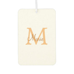 simple minimal add name monogram orange brown thr car air freshener