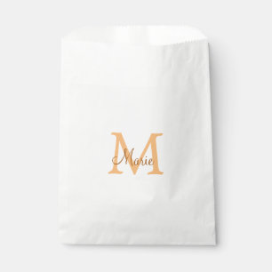 simple minimal add name monogram orange brown thr favour bags