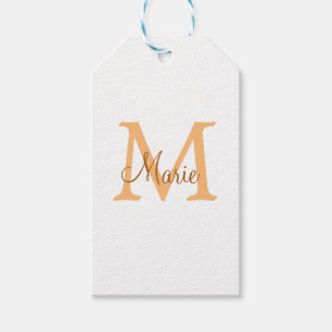 simple minimal add name monogram orange brown  thr gift tags