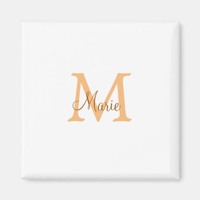 simple minimal add name monogram orange brown  thr magnet (Front)