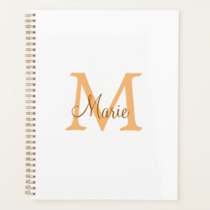 simple minimal add name monogram orange brown  thr planner