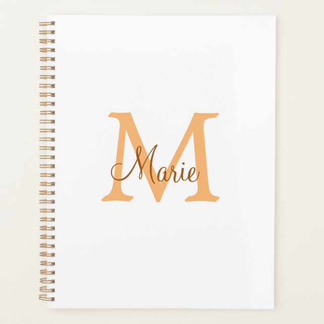 simple minimal add name monogram orange brown  thr planner (Front)