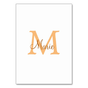 simple minimal add name monogram orange brown  thr table number