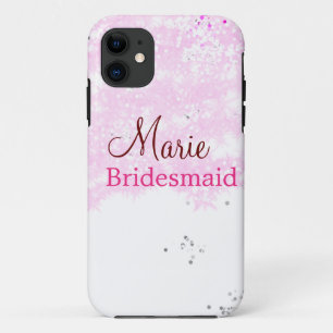 simple minimal add name monogram pink bridesmaid Case-Mate iPhone case