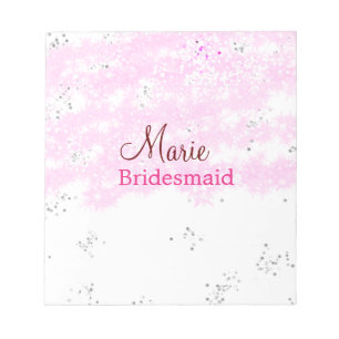 simple minimal add name monogram pink bridesmaid notepad