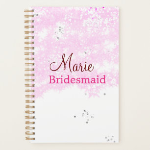 simple minimal add name monogram pink bridesmaid planner
