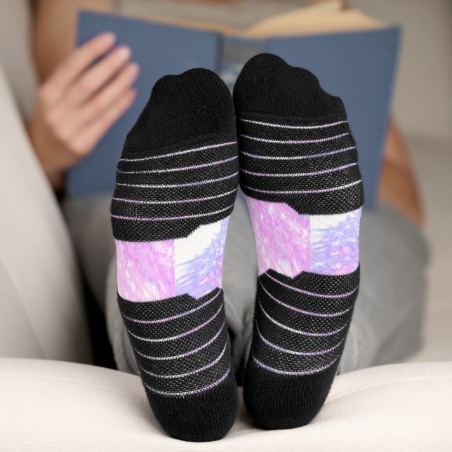 simple minimal add name monogram pink red glitter  socks (Bottom)