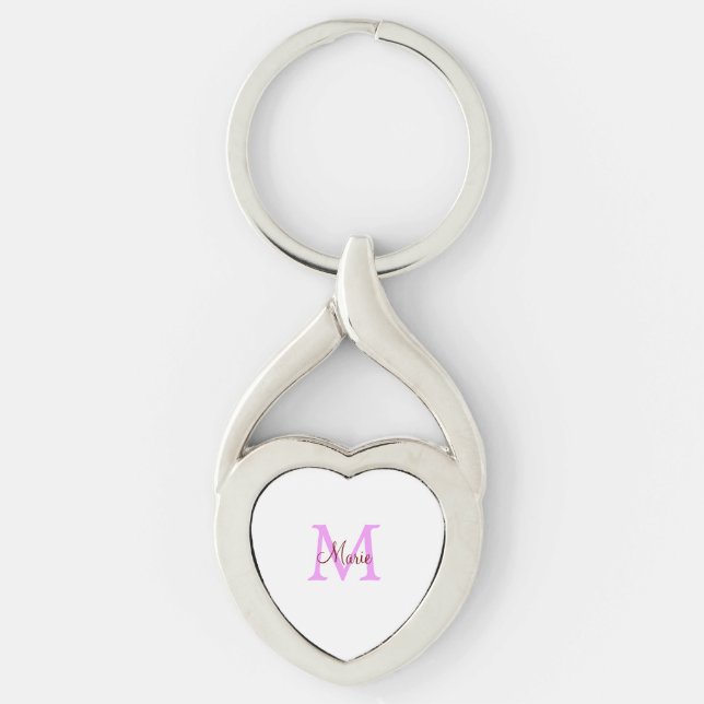 simple minimal add name monogram pink red   key ring (Front)