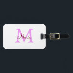 simple minimal add name monogram pink red  luggage tag<br><div class="desc">beautiful design</div>