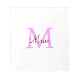 simple minimal add name monogram pink red notepad