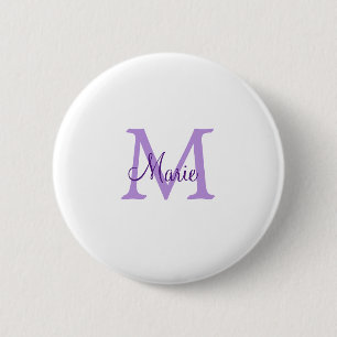simple minimal add name monogram pink red throw 6 cm round badge