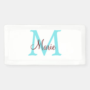 simple minimal add name monogram pink red throw banner