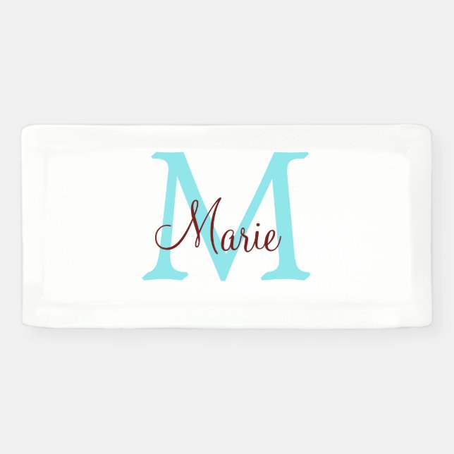 simple minimal add name monogram pink red   throw  banner (Horizontal)