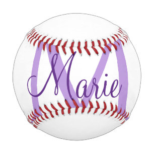 simple minimal add name monogram pink red throw baseball