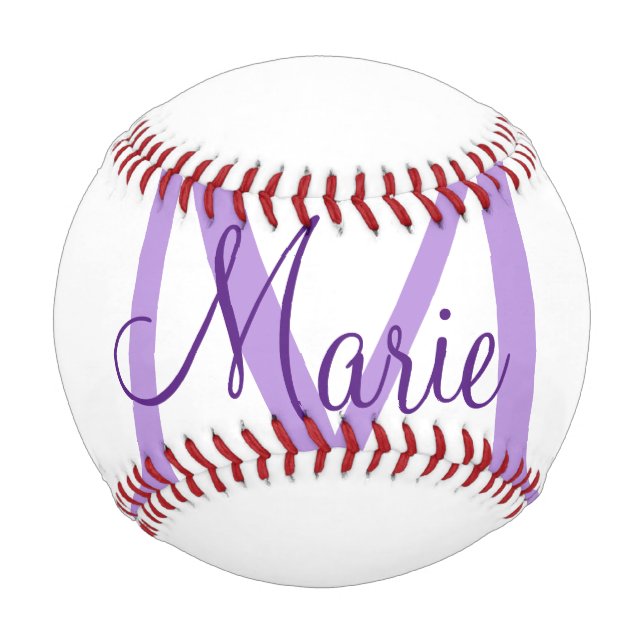 simple minimal add name monogram pink red   throw  baseball (Front)