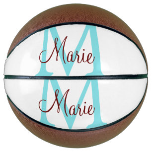 simple minimal add name monogram pink red throw basketball