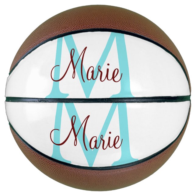 simple minimal add name monogram pink red   throw  basketball (Front)