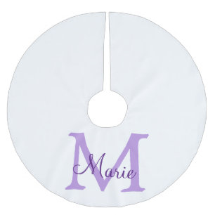 simple minimal add name monogram pink red throw brushed polyester tree skirt