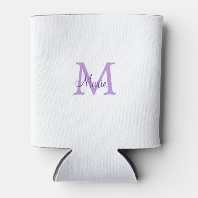 simple minimal add name monogram pink red   throw  can cooler (Front)