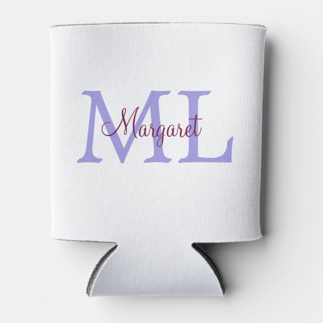 simple minimal add name monogram pink red   throw  can cooler (Front)