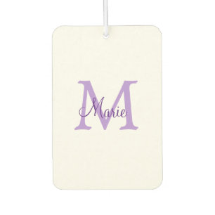 simple minimal add name monogram pink red throw car air freshener