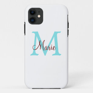 simple minimal add name monogram pink red throw Case-Mate iPhone case