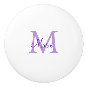simple minimal add name monogram pink red throw ceramic knob