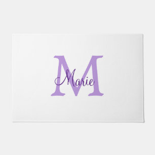 simple minimal add name monogram pink red throw doormat