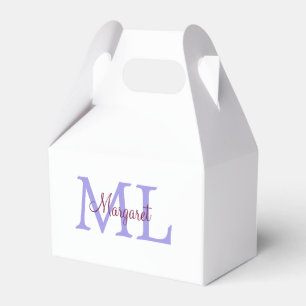 simple minimal add name monogram pink red throw favour box