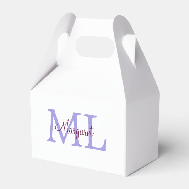 simple minimal add name monogram pink red   throw  favour box (Front Side)