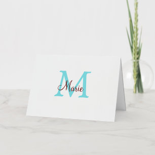 simple minimal add name monogram pink red throw foil holiday card