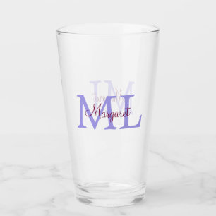 simple minimal add name monogram pink red throw glass