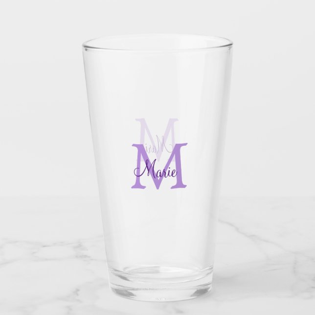simple minimal add name monogram pink red   throw  glass (Front)