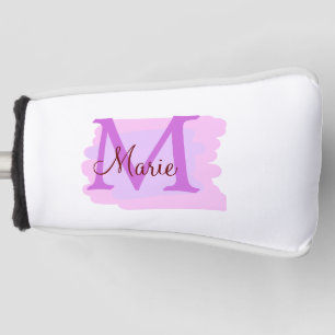 simple minimal add name monogram pink red throw golf head cover