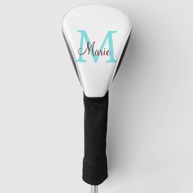 simple minimal add name monogram pink red   throw  golf head cover (Front)