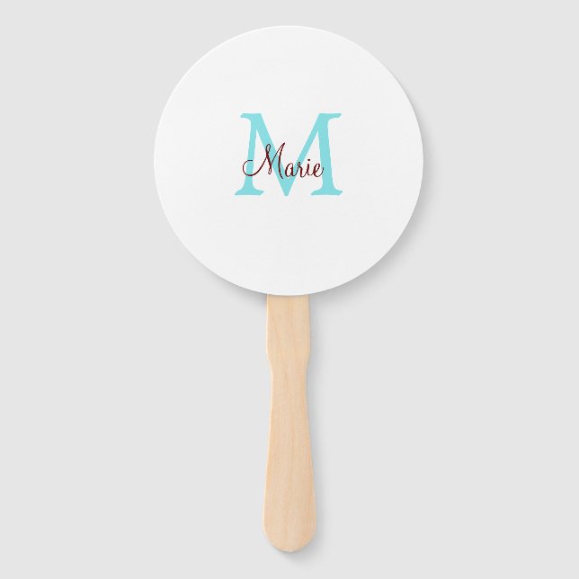 simple minimal add name monogram pink red   throw  hand fan (Front)