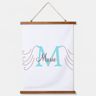 simple minimal add name monogram pink red   throw hanging tapestry