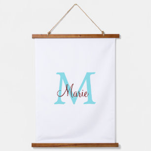 simple minimal add name monogram pink red   throw  hanging tapestry