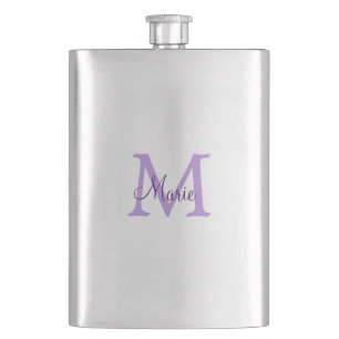 simple minimal add name monogram pink red   throw  hip flask