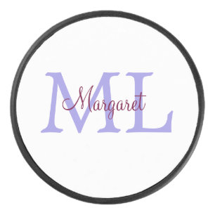 simple minimal add name monogram pink red   throw  hockey puck