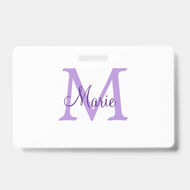 simple minimal add name monogram pink red   throw  ID badge (Front)