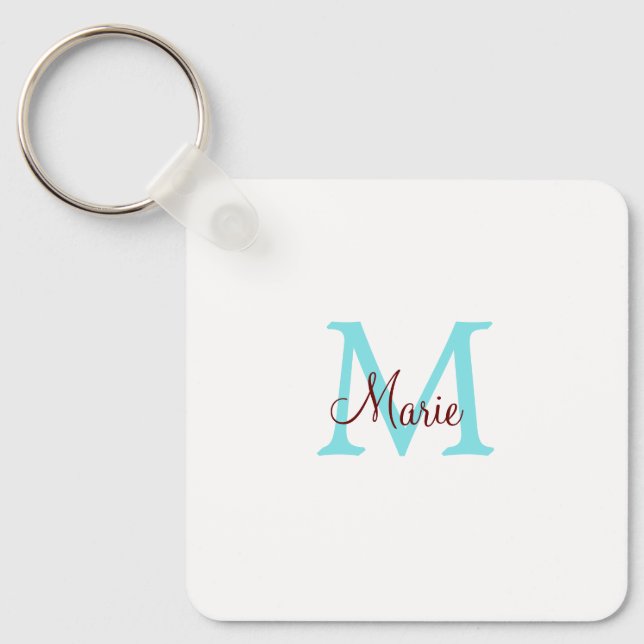 simple minimal add name monogram pink red   throw  key ring (Front)