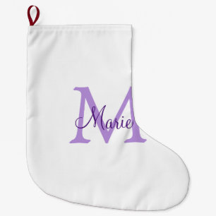 simple minimal add name monogram pink red   throw  large christmas stocking