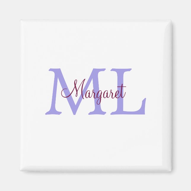 simple minimal add name monogram pink red   throw  magnet (Front)