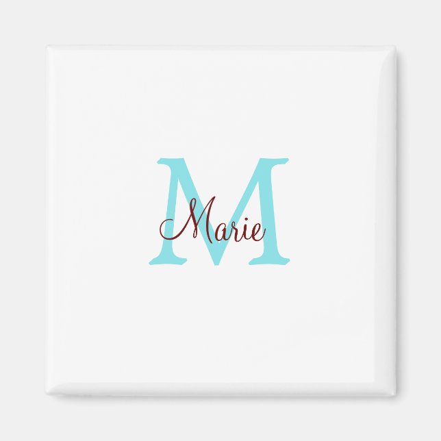 simple minimal add name monogram pink red   throw  magnet (Front)