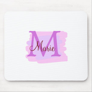 simple minimal add name monogram pink red throw mouse pad