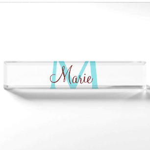 simple minimal add name monogram pink red throw nameplate